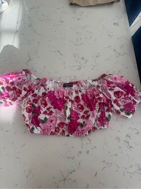 Generation Love Pink Floral Off-Shoulder Crop Top